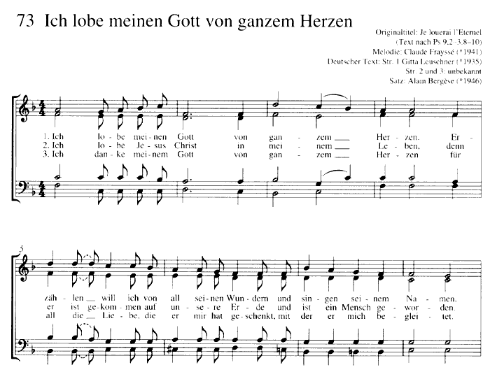 Ich lobe meinen Gott von ganzen Herzen Alain Bergèse Score Musica International